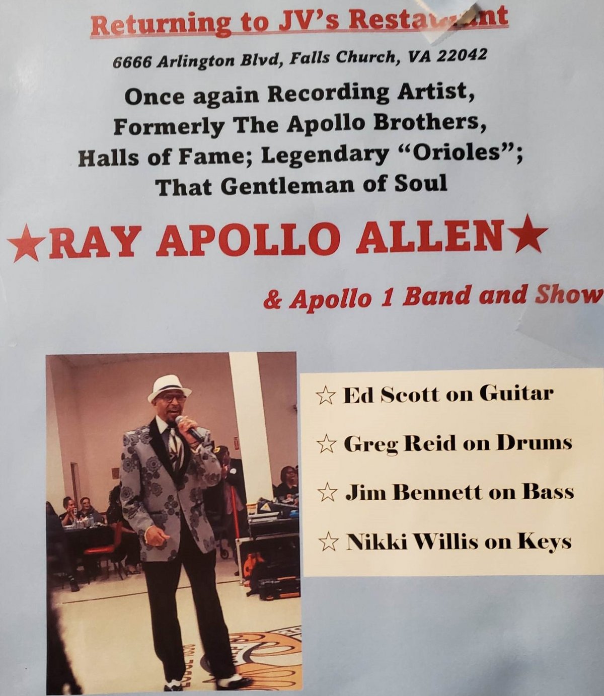 RAY APOLLO SHOW BAND : JVs Restaurant