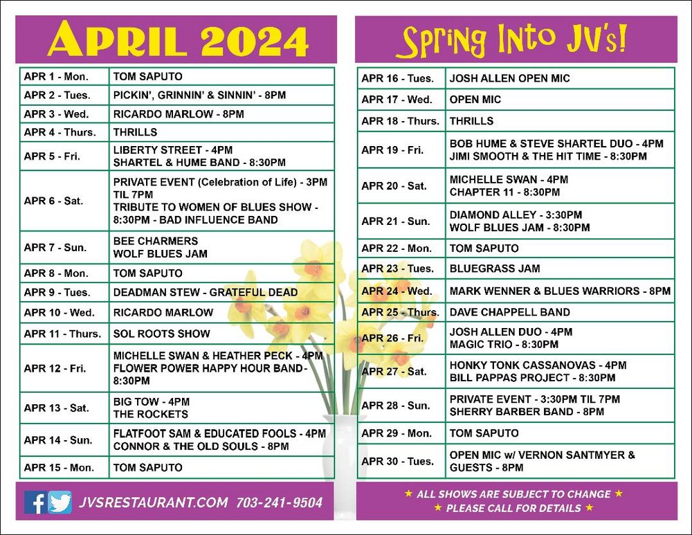 Calendar: JVs Restaurant Calendar: JVs Restaurant